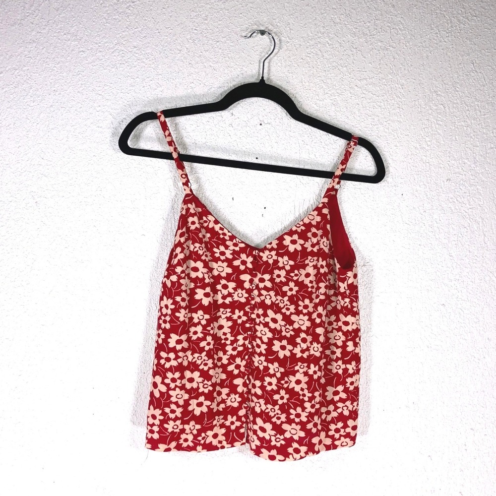 Madewell Red Daisy Floral V-Neck Camisole Tank Top J8082 Womens 00